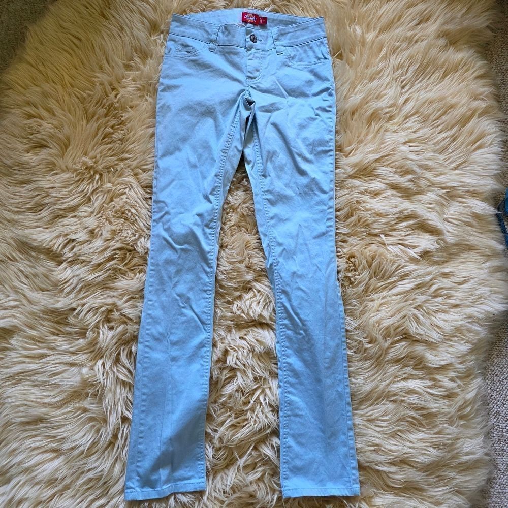 Y2K Juniors Sky Blue Dickies Girl Skinny Pants Size 3